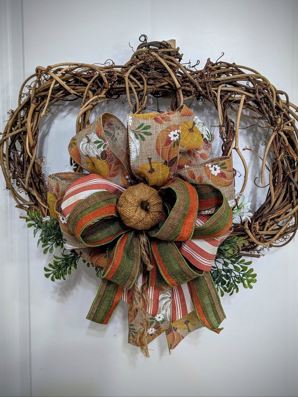 Handcrafted Autumn Pumpkin Grapevine Wreath